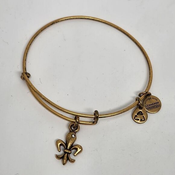 ALEX and ANI Fleur de Lis Gold Tone Bangle Bracelet - Picture 2 of 7